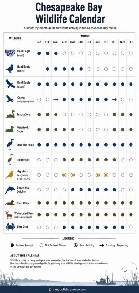 Chesapeake Bay Wildlife Calendar by month 